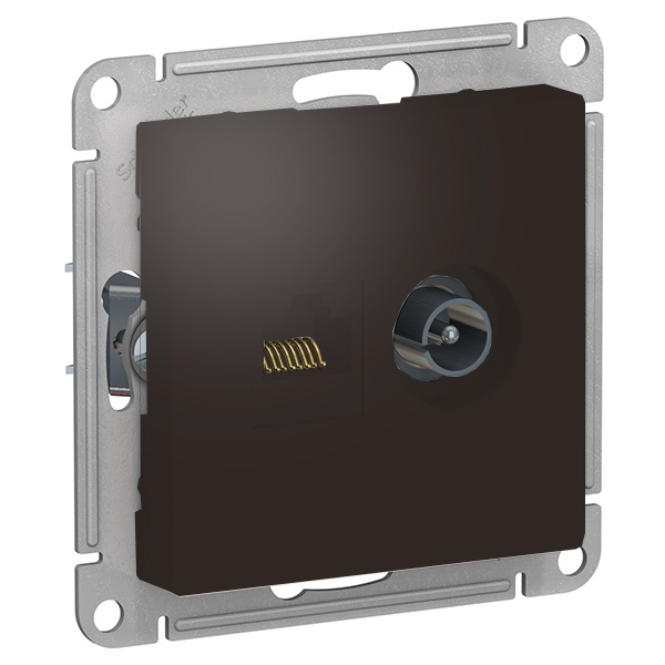 Розетка двойная SE AtlasDesign ТV + компьютерная RJ45, кат 5Е,, мокко [уп 5 шт]