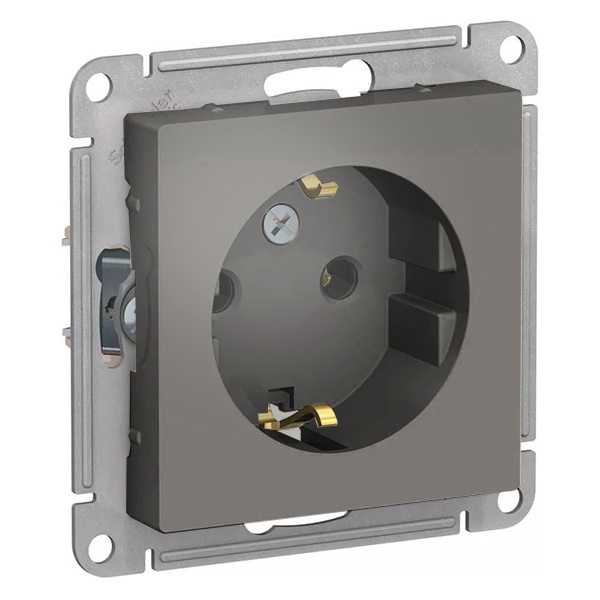 Розетка с заземлением SE AtlasDesign 16А, сталь [уп 5 шт]