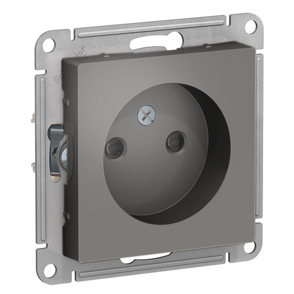 Розетка без заземления со шторками SE AtlasDesign 16А, сталь [уп 5 шт]