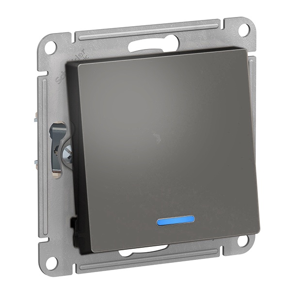 Одноклавишный переключатель с подсветкой SE AtlasDesign 10A, сталь [уп 2 шт]