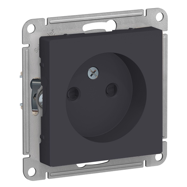 Розетка без заземления со шторками SE AtlasDesign 16А, карбон [уп 5 шт]