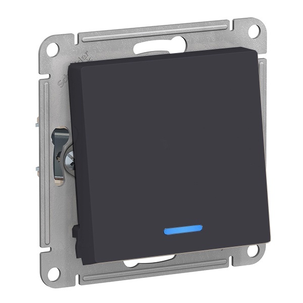 Одноклавишный переключатель с подсветкой SE AtlasDesign 10A, карбон [уп 5 шт]