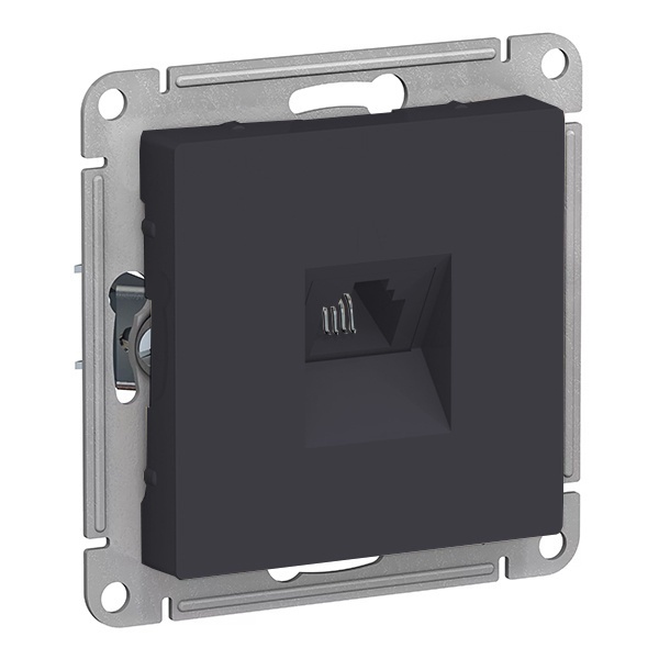 Розетка телефонная SE AtlasDesign RJ11, карбон [уп 5 шт]