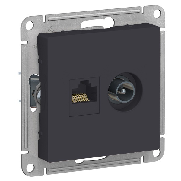 Розетка двойная SE AtlasDesign ТV + компьютерная RJ45, кат 5Е,, карбон [уп 5 шт]