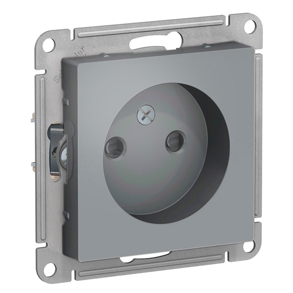 Розетка без заземления со шторками SE AtlasDesign 16А, грифель [уп 10 шт]