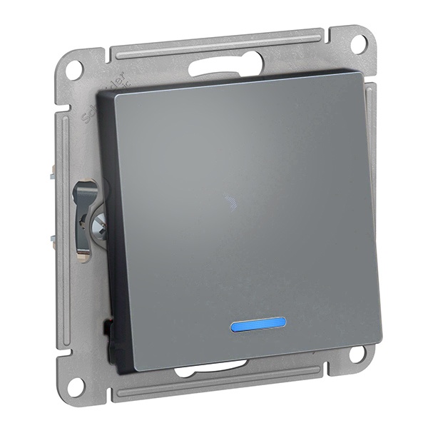 Одноклавишный переключатель с подсветкой SE AtlasDesign 10A, грифель [уп 5 шт]