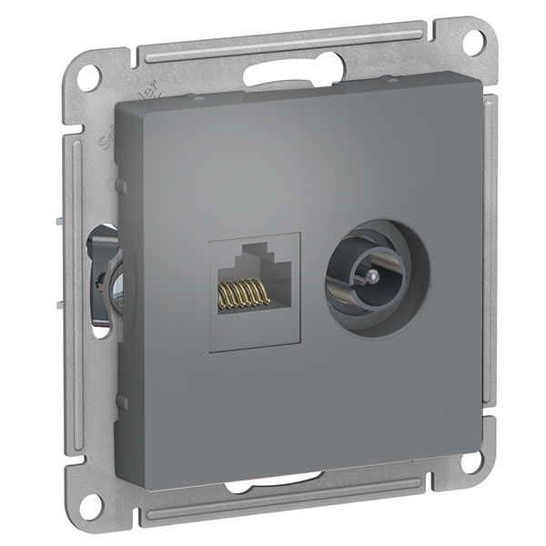 Розетка двойная SE AtlasDesign ТV + компьютерная RJ45, кат 5Е,, грифель [уп 5 шт]