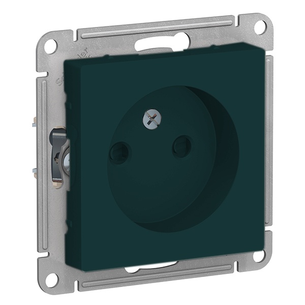 Розетка без заземления со шторками SE AtlasDesign 16А, изумруд [уп 5 шт]
