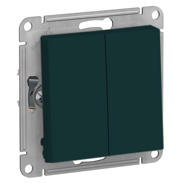 Двухклавишный переключатель SE AtlasDesign 10A, изумруд [уп 5 шт]