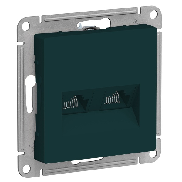 Розетка двойная компьютерная SE AtlasDesign RJ45+RJ45 кат 5E, изумруд