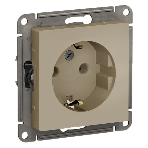 Розетка с заземлением SE AtlasDesign 16А, шампань [уп 10 шт]