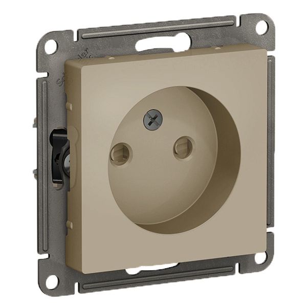 Розетка без заземления со шторками SE AtlasDesign 16А, шампань [уп 10 шт]