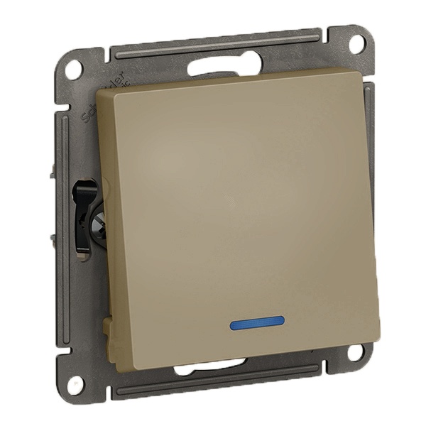 Одноклавишный переключатель с подсветкой SE AtlasDesign 10A, шампань [уп 5 шт]