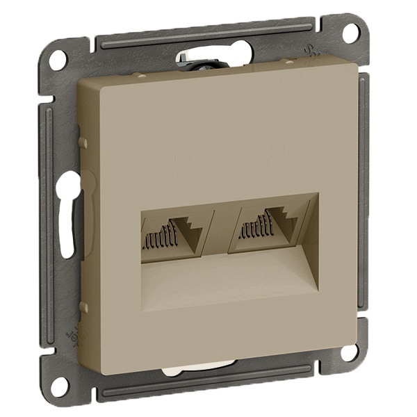 Розетка двойная компьютерная SE AtlasDesign RJ45+RJ45 кат 5E, шампань [уп 5 шт]