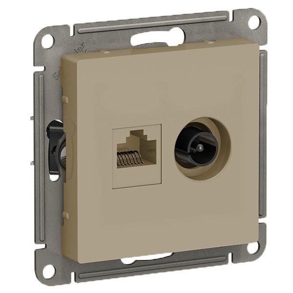 Розетка двойная SE AtlasDesign ТV + компьютерная RJ45, кат 5Е,, шампань [уп 5 шт]