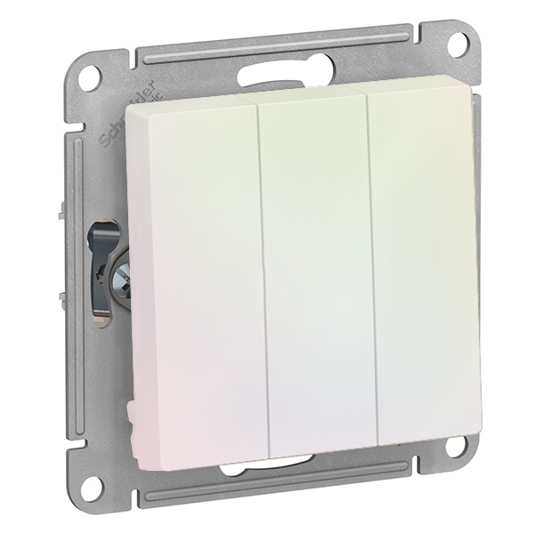 Трехклавишный выключатель SE AtlasDesign 10A, жемчуг [уп 10 шт]