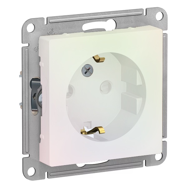 Розетка с заземлением со шторками SE AtlasDesign 16А, жемчуг [уп 10 шт]