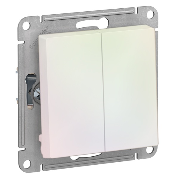 Двухклавишный выключатель SE AtlasDesign 10A, жемчуг [уп 10 шт]