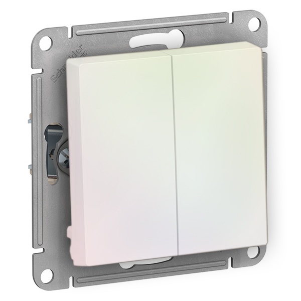 Двухклавишный переключатель SE AtlasDesign 10A, жемчуг [уп 10 шт]