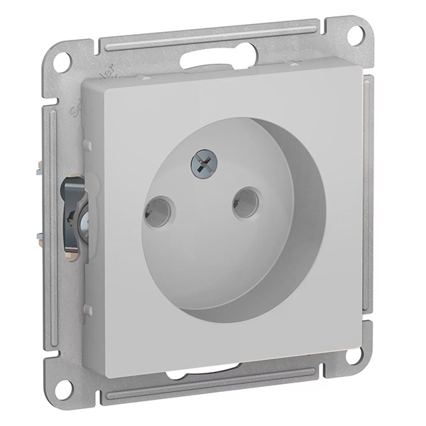 Розетка без заземления SE AtlasDesign 16А, алюминий [уп 10 шт]