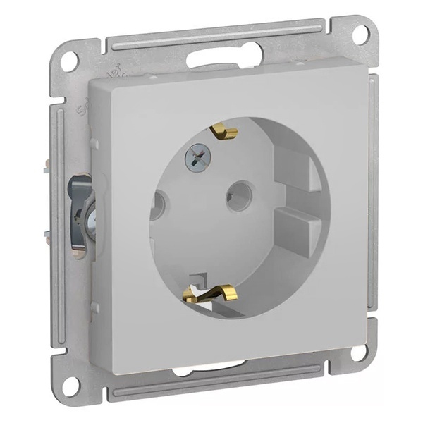 Розетка с заземлением SE AtlasDesign 16А, алюминий [уп 10 шт]