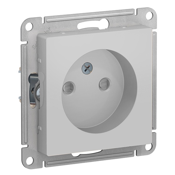 Розетка без заземления со шторками SE AtlasDesign 16А, алюминий [уп 10 шт]