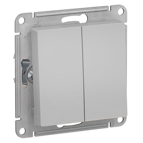 Двухклавишный переключатель SE AtlasDesign 10A, алюминий [уп 10 шт]