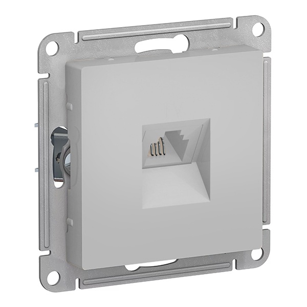 Розетка телефонная SE AtlasDesign RJ11, алюминий [уп 5 шт]