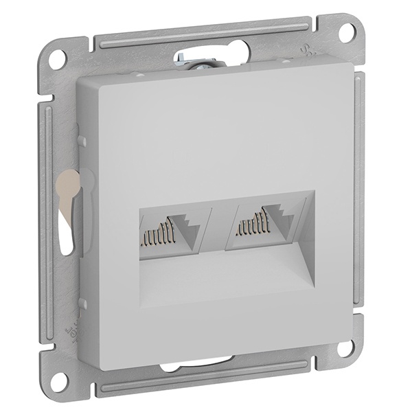 Розетка двойная компьютерная SE AtlasDesign RJ45+RJ45 кат 5E, алюминий [уп 5 шт]