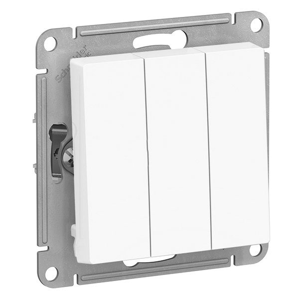 Трехклавишный выключатель SE AtlasDesign 10A механизм, белый [уп 20 шт]