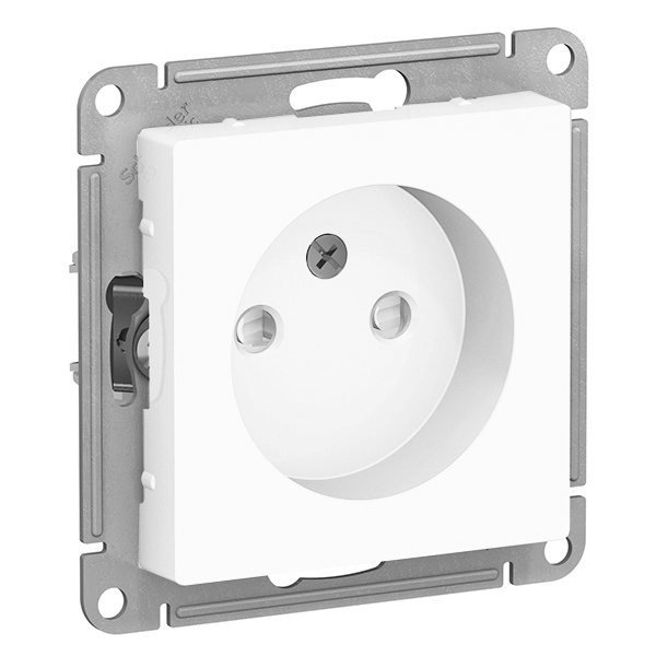 Розетка без заземления со шторками SE AtlasDesign 16А, белый [уп 20 шт]
