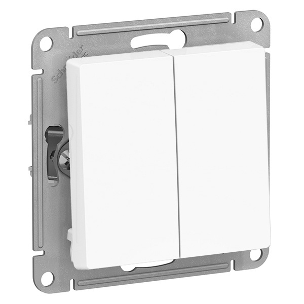 Двухклавишный выключатель SE AtlasDesign 10A, белый [уп 20 шт]