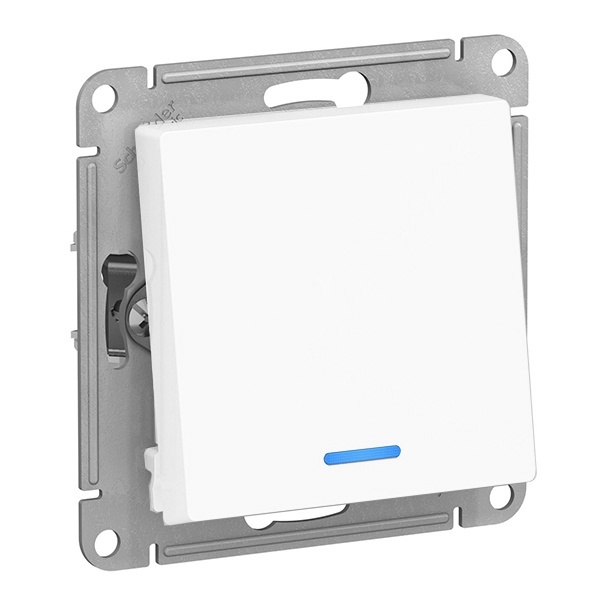 Одноклавишный переключатель с подсветкой SE AtlasDesign 10A, белый [уп 10 шт]