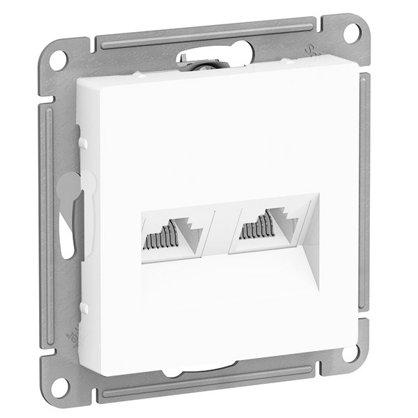 Розетка двойная компьютерная SE AtlasDesign RJ45+RJ45 кат.5E, белый [уп 10 шт]