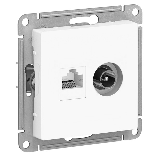 Розетка двойная SE AtlasDesign ТV + компьютерная RJ45 кат. 5Е, белый [уп 10 шт]