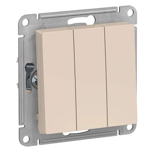 Трехклавишный выключатель SE AtlasDesign 10A механизм, бежевый [уп 20 шт]