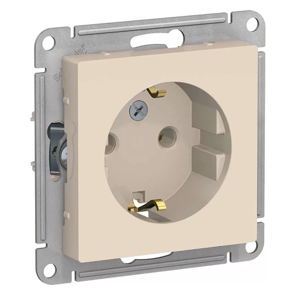 Розетка с заземлением SE AtlasDesign 16А, бежевый [уп 20 шт]