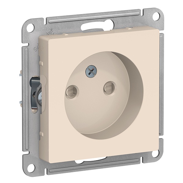 Розетка без заземления со шторками SE AtlasDesign 16А, бежевый [уп 20 шт]