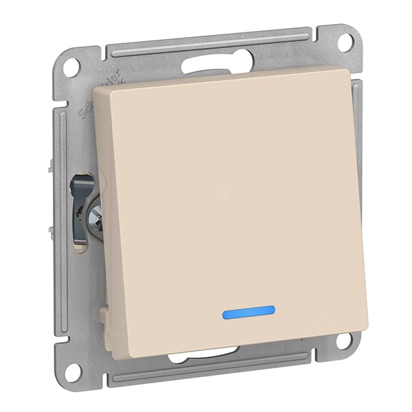 Одноклавишный переключатель с подсветкой SE AtlasDesign 10A, бежевый [уп 10 шт]