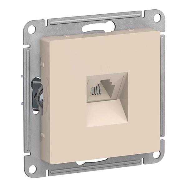 Розетка телефонная SE AtlasDesign RJ11, бежевый [уп 5 шт]