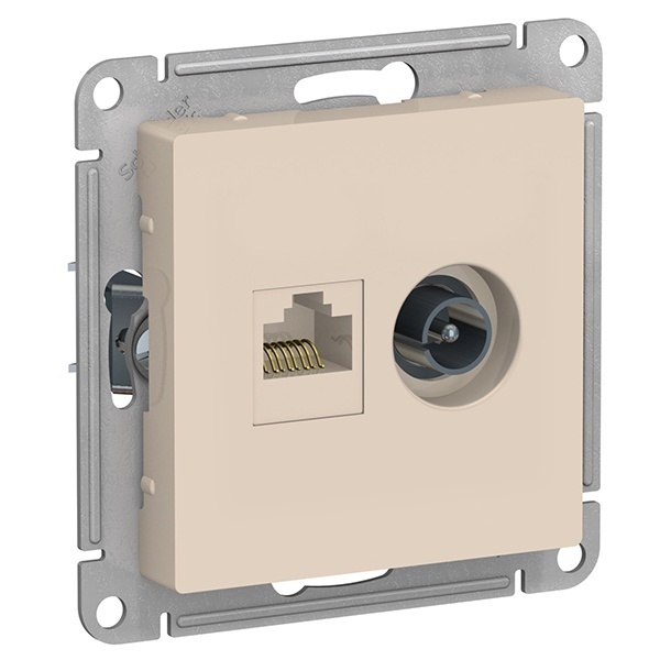 Розетка двойная SE AtlasDesign ТV + компьютерная RJ45 кат. 5Е, бежевый [уп 5 шт]