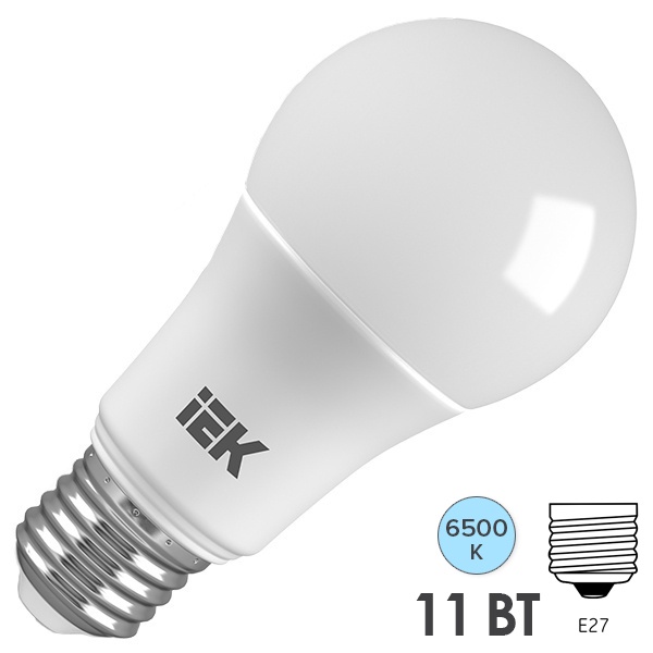 Лампа светодиодная груша ИЭК ECO A60 11W 6500K 230V E27 дневной свет