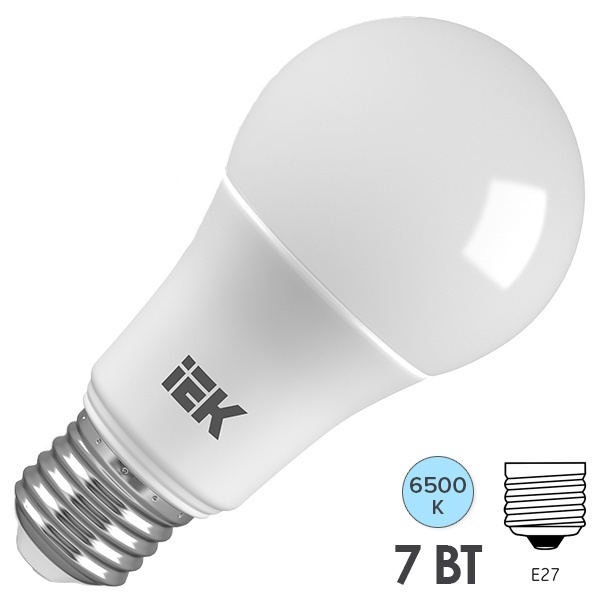 Лампа светодиодная груша ИЭК ECO A60 7W 6500K 230V E27 дневной свет