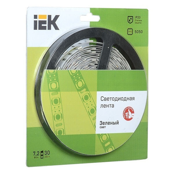 Лента ИЭК LED 5м блистер LSR-5050G30-7,2-IP20-12V зеленый