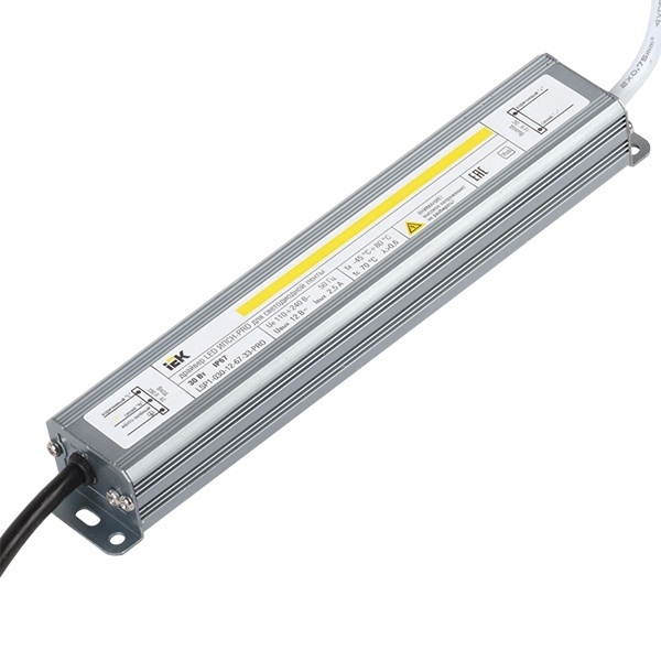 Драйвер ИЭК LED ИПСН-PRO 30Вт 12 В блок- шнуры IP67