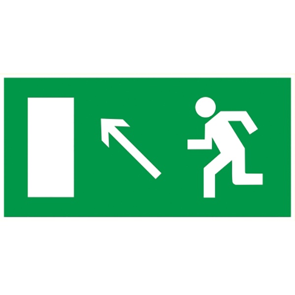 Самоклеящаяся этикетка ИЭК 100х50мм Направление к эвакуационному выходу налево вверх Упаковка 100шт.