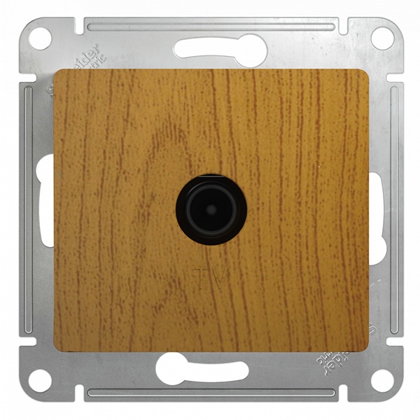 TV Розетка простая SE Glossa механизм, дерево дуб
