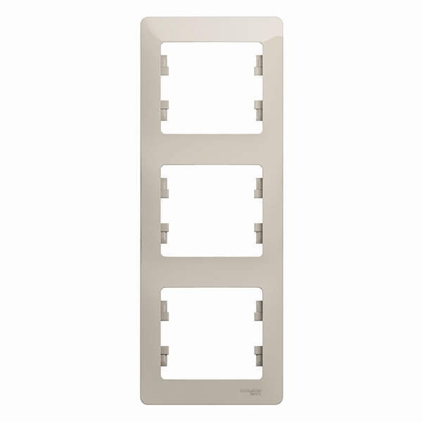 Рамка 3-постовая SE Glossa, вертикальная, молочный