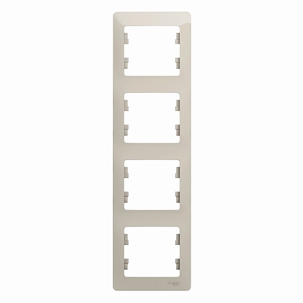 Рамка 4-постовая SE Glossa, вертикальная, молочный