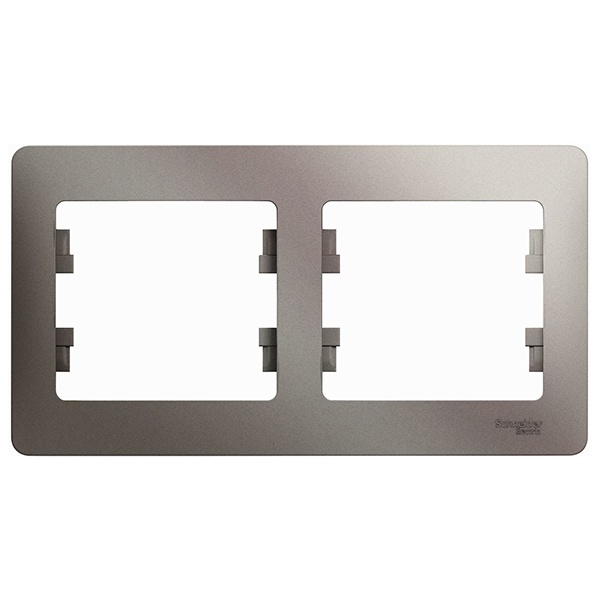 Рамка 2-постовая SE Glossa, горизонтальная, платина